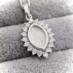 Sterling Silver 925 CZ Princess Marquise Pendant