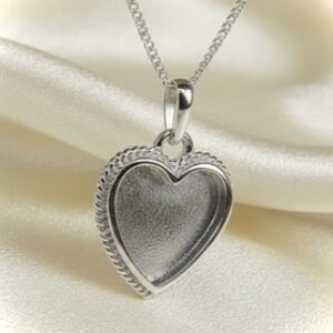 Rope Edge Heart Pendant in Sterling Silver 925