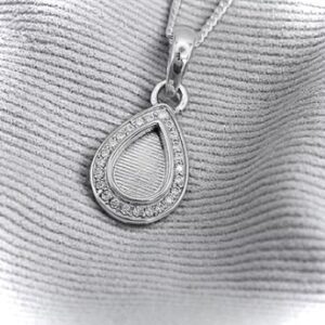 Pear shaped Pendant surrounded with CZ in Sterling Silver 925