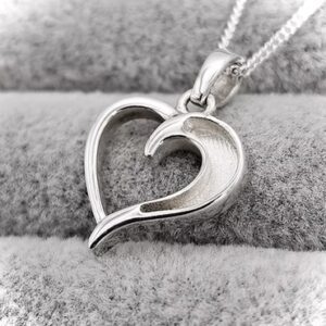 Heart half Channel Pendant in Sterling Silver 925