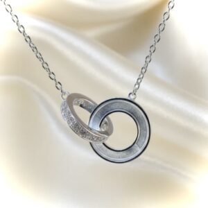 Double CZ Set Halo Channel Pendant in Sterling Silver 925