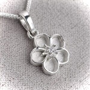 Forget me not Pendant with CZ Centre in Sterling Silver 925