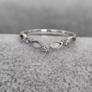 CZ Half Marquise Wish Bone Ring in Sterling Silver 925