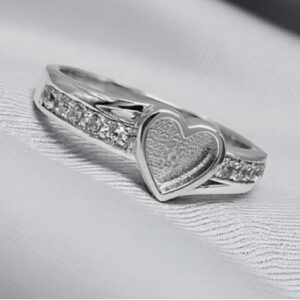 Heart Ring with CZ Sides Sterling Silver 925