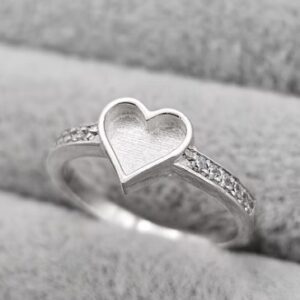 Heart Ring set with CZ sides in Sterling Silver 925