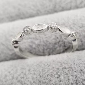 CZ Half Smooth Edge Marquise Ring in Sterling Silver 925