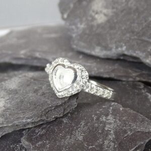 Bubble Heart with Surrounding CZ Stones Sterling Silver 925