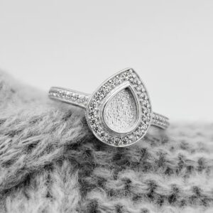 Full CZ Set Pear Ring in Sterling Silver 925