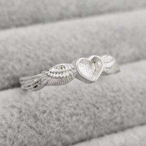 Winged Cupid fillable Heart in Sterling Silver 925