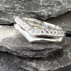 CZ Set Double Wishbone Ring Fillable Channel Sterling Silver 925