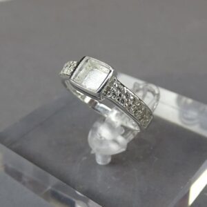Fillable Square CZ Band Ring Sterling Silver 925