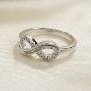 CZ Infinity Ring Fillable part Channel Sterling Silver 925