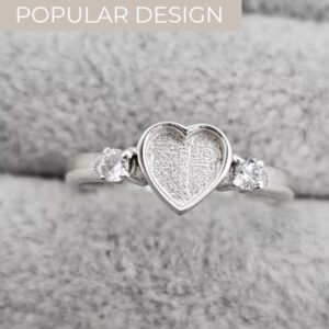 Heart Ring with side set stones in Sterling Silver 925