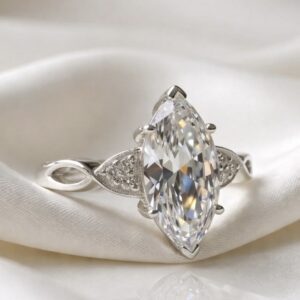 Statement marquise CZ set Ring with Fillable sides in Sterling Silver 925