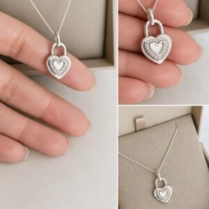 Heart Lock CZ Pendant in Sterling Silver 925 (Made to Order)