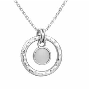 Hammered Effect Hollow Pendant with Inner Circle in Sterling Silver 925 (Made to Order)