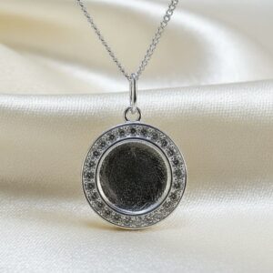 CZ Set Round Locket in Sterling Silver 925