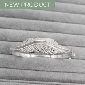 (Made to Order - See Description)Solid Weighted Feather Bangle with safety Clasp in Sterling Silver 925