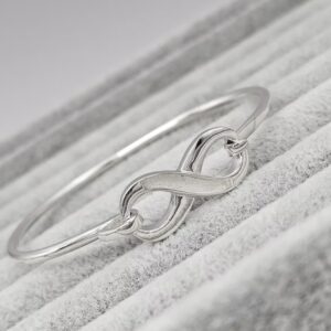 Infinity Channel Bangle with Hook Clasp in Sterling Silver 925