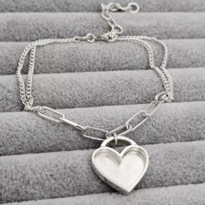 Paper Clip Heart Bracelet in Sterling Silver 925