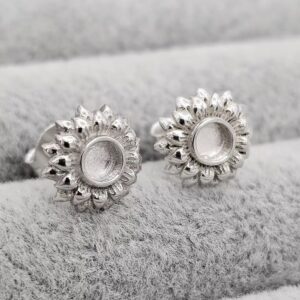 Detailed Sunflower Earrings in Sterling Silver 925