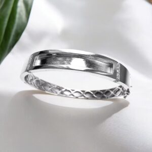 (Made to Order - See Description) CZ Heavy Front Face Bangle with Safety Clasp in Sterling Silver 925