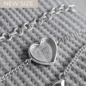 Adjustable Curb Chain Heart Bracelet in Sterling Silver 925