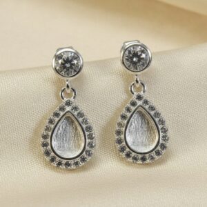 CZ Drop Teardrop Earrings in Sterling Silver 925