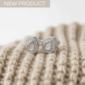 CZ Surrounded Pear Drop Earrings in Sterling Silver 925