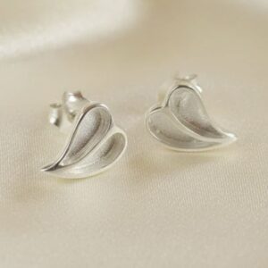 Solid Split Heart Earrings in Sterling Silver 925