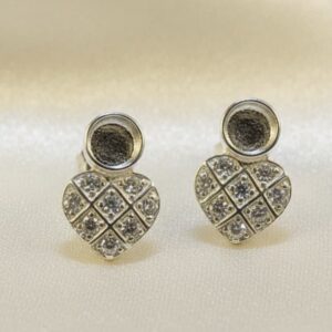 CZ Drop Hearts Earrings made in Sterling Silver 925