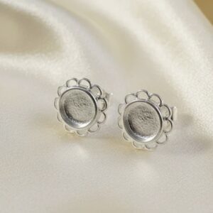 Solid Frill Edge Earrings in Sterling Silver 925
