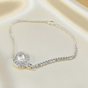 CZ Small Halo Bracelet in Sterling Silver 925