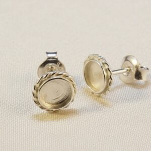 Rope Edge Round Sterling Silver 925 Earrings
