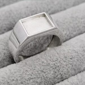 Mens Square fill-able Signet Ring in Sterling Silver 925