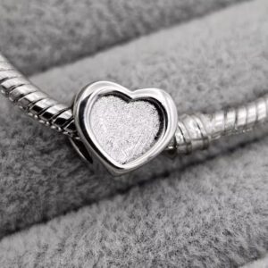 Simple fill-able Heart Charm in Sterling Silver 925