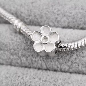 Fill-able Forget Me Not Charm in Sterling Silver 925.