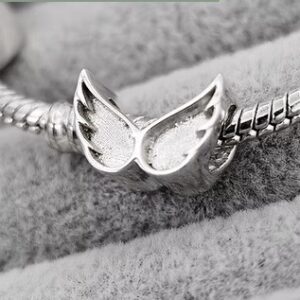 Fill-able Angel wing Charm in Sterling Silver 925