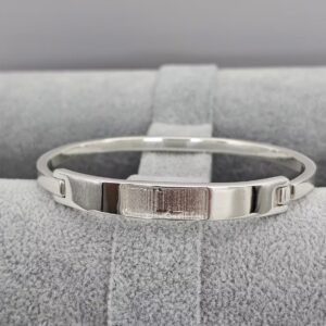 MADE TO ORDER - Unisex Solid weighted Bar Bangle Front fill-able Channel In Sterling Silver 925