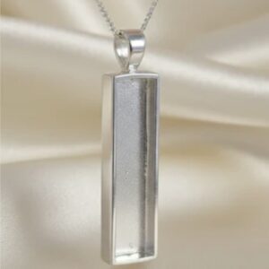 Oblong Solid Back Sterling Silver 925 fill-able Pendant