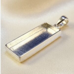 Rectangular Solid Back fill-able Pendant in Sterling Silver 925 