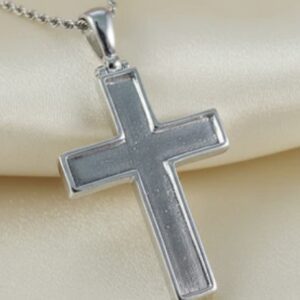 Solid Fill-able Open style Cross Pendant in Sterling Silver 925 