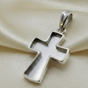 Solid Back Sterling Silver 925 fill-able Cross